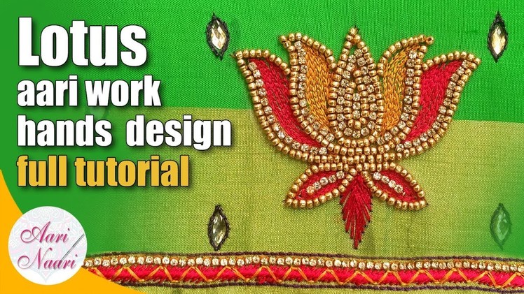 Lotus aari work sleeves | easy lotus maggam work for hands full tutorial |  Hand Embroidery Work