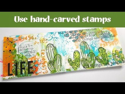 Mixed Media Art Journal Tutorial with Hand-Carved Stamps