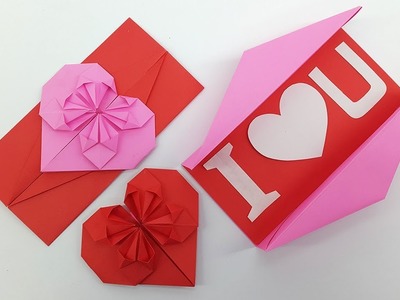 Origami: Heart Envelope & Box - DIY Envelope Paper heart card Gift for Boyfriend.Girlfriend