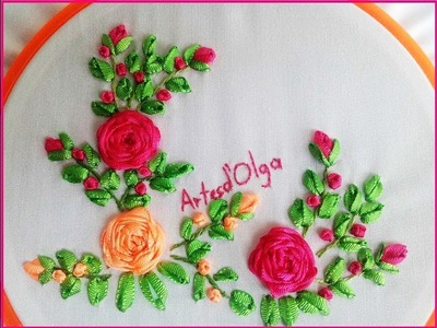 Spider Web Rose|Silk Ribbon Embroidery || Rosa en Punto Telaraña|Bordado Con Cintas|Artesd'Olga