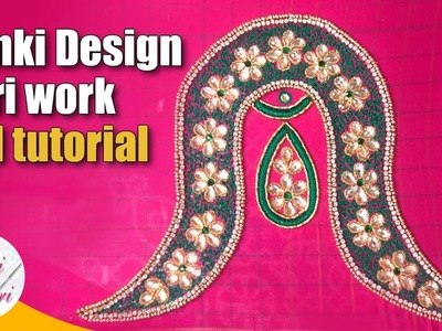 Vanki design Aari work full tutorial | vanki design sleeves maggam work | hand embroidery work