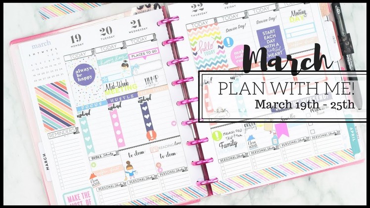 Weekly Plan With Me! |March 19th - 25th |Classic Size Happy Planner | At Home With Quita