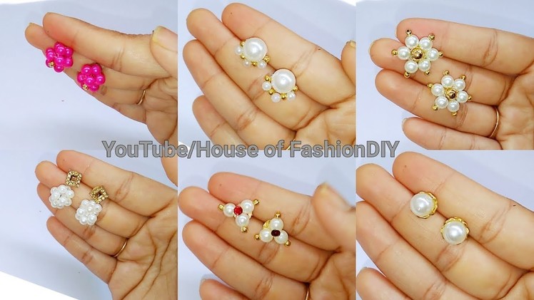4DIY Earrings || How To Make Ear studs Using Pearls.Pearl earrings At Home