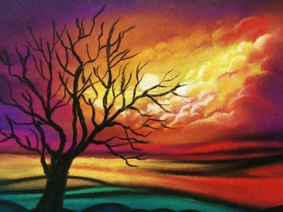Abstract painting of landscape with soft pastels - Abstract art