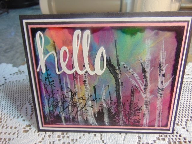 Alcohol Inked Sunset. Birch Trees Stampin' Up Style