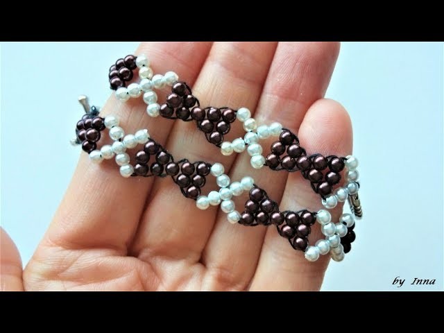 Beaded pearl bracelet tutorial in 10 min. Easy pattern , DIY????