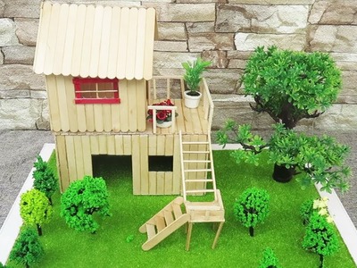 Building Popsicle Stick House  -  Miniature Fairy Garden -  Easy Crafts Ideas