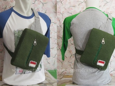 Crochet || Tas Ransel Cowok - Sling Backpack For Men || Alternating Spike Stitch