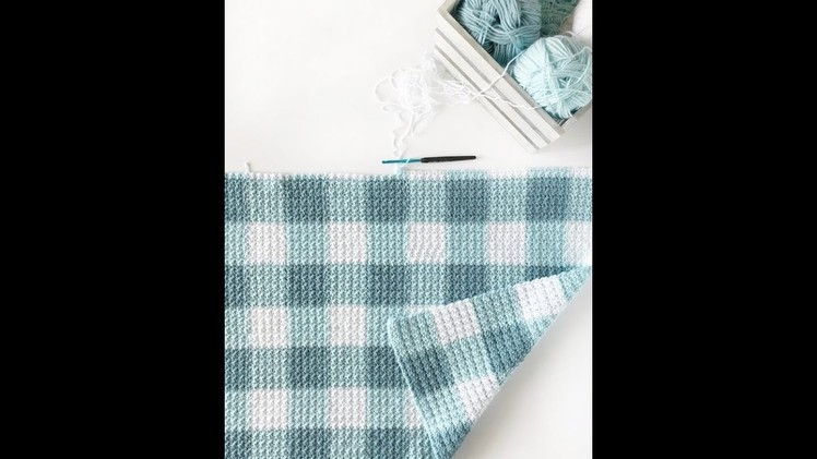 Crochet Teal Gingham Blanket