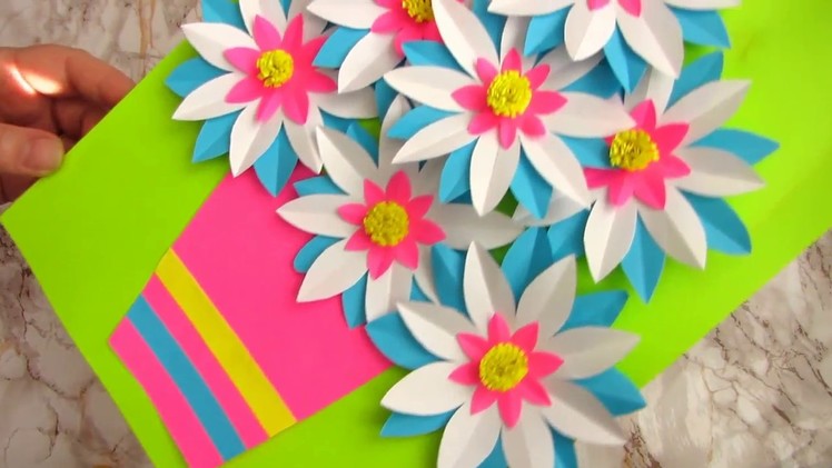 DIY: Home Decoration Idea. How to Make Beautiful Flower Bouquet. Wall Decoration! открытка к 8 марта