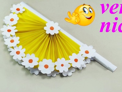 DIY paper craft | how to make diy hand fan out of color papers | DIY arts and crafts