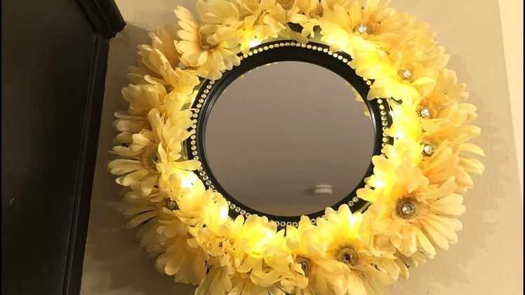 Dollar Tree DIY - ???? 2018 Spring Floral Wall Mirror w.LED Lighting ????