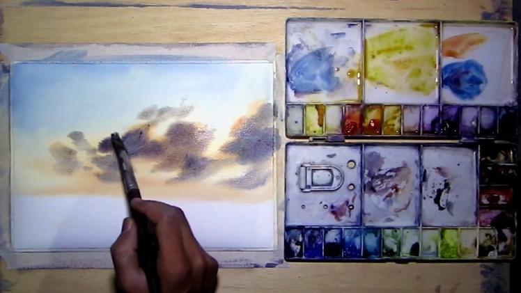 Easy watercolor skyscape painting tutorial for beginners M Kazmi Studios