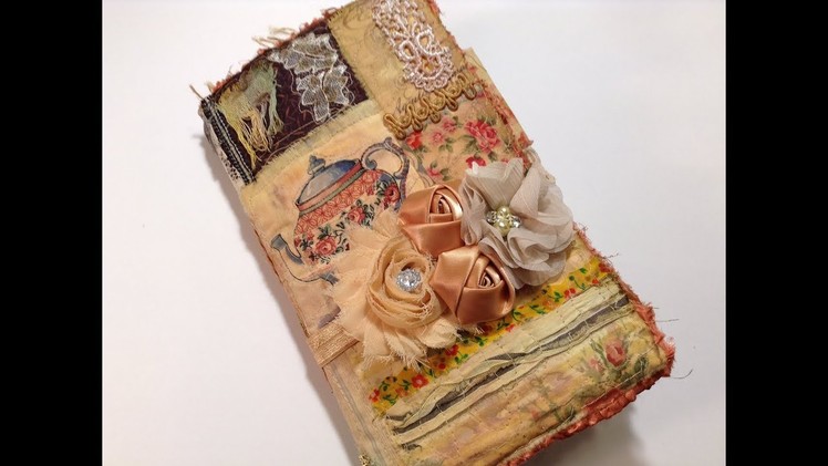 Fabric Collage Cover Journal - Vintage Junk Journal, TN, Diary or Keepsake