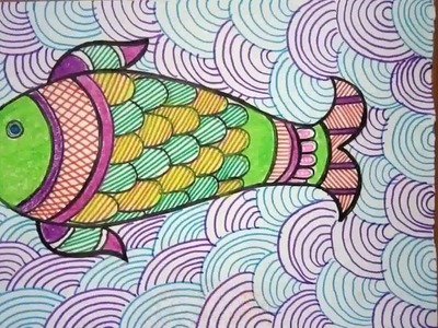 Fish Madhubani Painting ( Coloured )