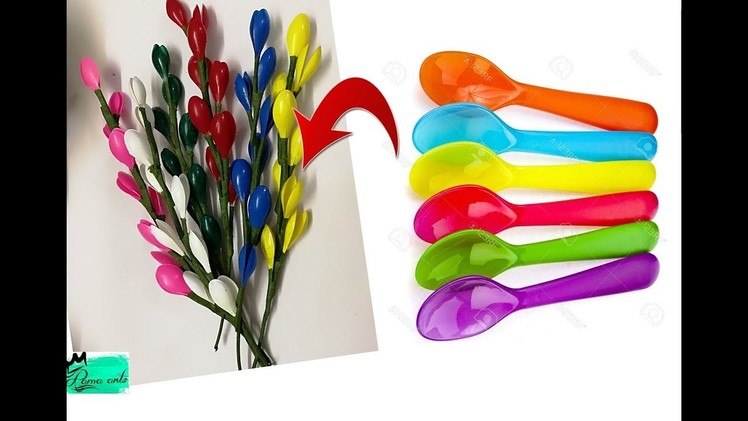 Flower bunches with disposable spoons | Reuse ideas with disposable spoons