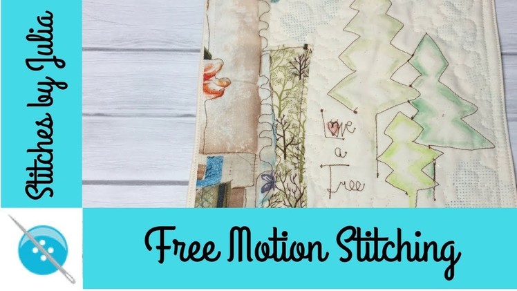 Free Motion Stitching, Sew with Me, Mini Wall Quilt, Fabric Collage