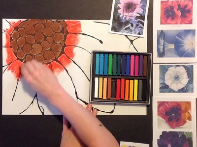 Georgia O'Keeffe Inspired Chalk Flower Art lesson
