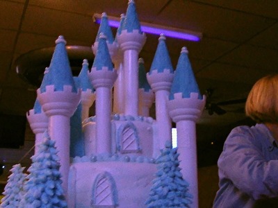 Giant Frozen Fever Castle Cake - Assembled and Decorated at Party