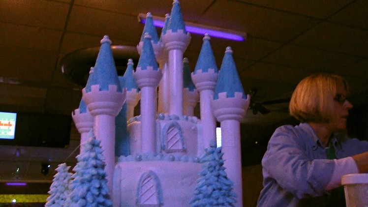 Giant Frozen Fever Castle Cake - Assembled and Decorated at Party
