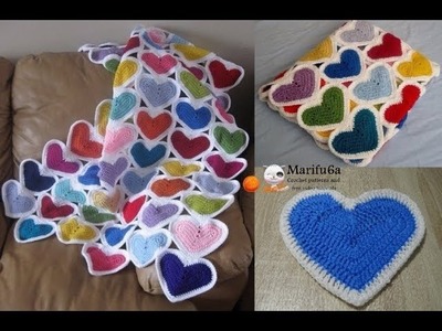 How to crochet heart afghan blanket free easy pattern tutorial for beginner