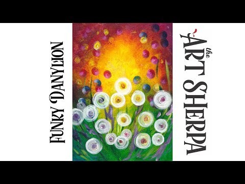 How to paint with Acrylic on Canvas Funky Abstract Dandelions