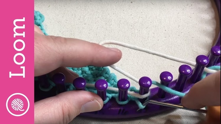 Loom Knit: Change Color and Carry Yarn Along Edge (CC)