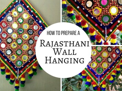 Rajasthani wall hanging with yarn and mirrors