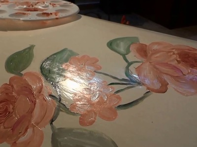 Restoration - old furniture, box hand painted with antique roses and birds long version