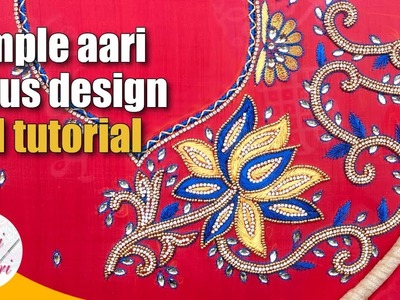 Simple aari Lotus Design full tutorial | maggam work lotus neck design full tutorial