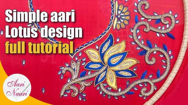 Simple aari Lotus Design full tutorial | maggam work lotus neck design full tutorial