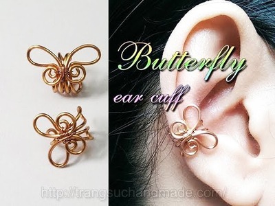 Simple butterfly ear cuff - handcrafted copper jewelry 348