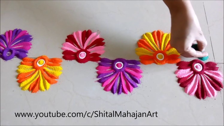 Super Easy and Creative Border Rangoli Designs# Flower Rangoli by Shital Mahajan.