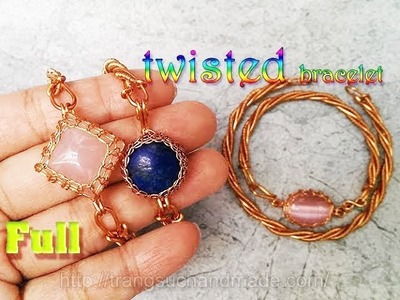 Twisted bracelet for men and for women with stone no holes - full version ( slow ) 342