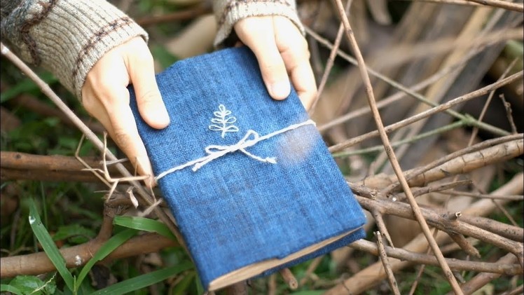 [A Little Gift] - A Stitched Notebook - with Flour glue and Hemp cloth - DinLife