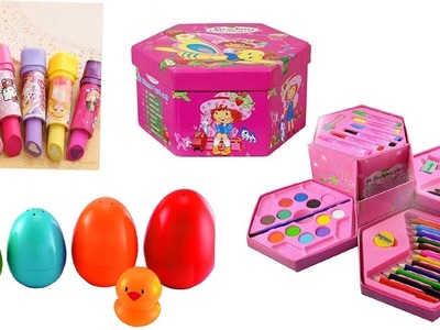 Barbie doll toys & colour craft kit and eggs Surprise Toys