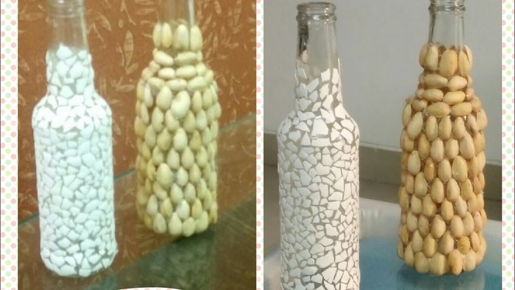 Best use of waste. DIY decorative bottles ( egg shells and pista shell)