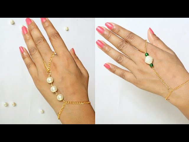 DIY 2 styles of ring bracelets.Pearls Hand Harness.Pearl and chain with harness.Pearl bracelets