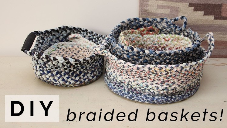 DIY BRAIDED BASKET & BOWL. Make a storage basket or bowl from fabric scraps & old clothing!