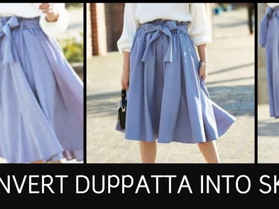 DIY: Convert Old Saree.Duppatta Into Full Volume Flare Skirt in 10 Minutes