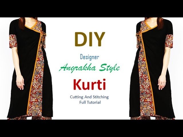 DIY Designer Angrakha Style Kurti Cutting And Stitching Tutorial