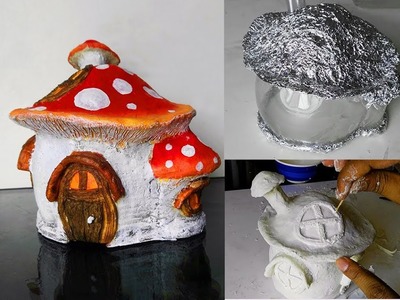 Diy Fairy Mushroom house making at home by paper clay video tutorial