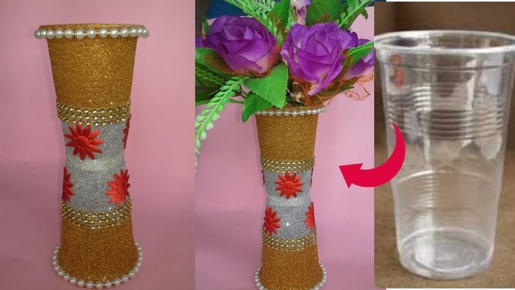 DIY.Flower Pot out of Disposable Plastic Glass|| Flower pot made with disposable plastic glass||
