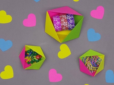 DIY Folding Geometric Origami Boxes - Desk Organizer - Easy Paper Crafts