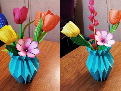DIY How To Make A Paper Flower Vase - Simple Paper Craft