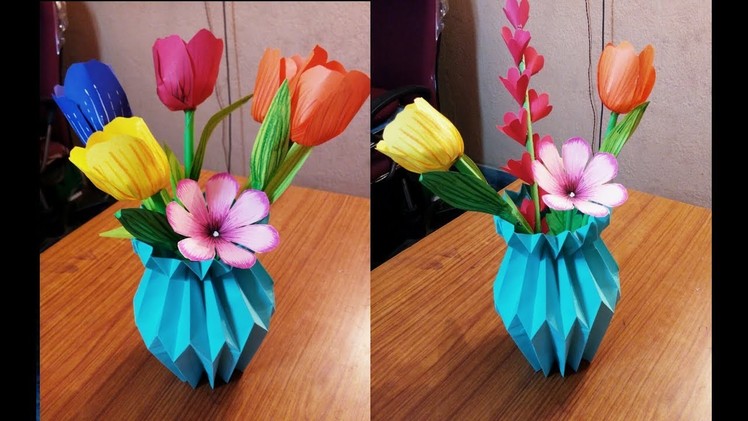 DIY How To Make A Paper Flower Vase - Simple Paper Craft