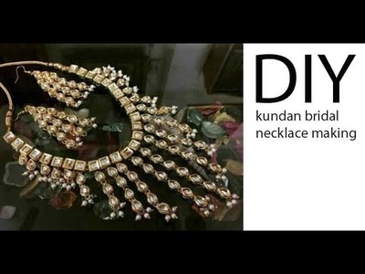 DIY how to make designer bridal kundan choker necklace Handmade Indian jewelry making tutorial part1