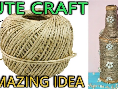 DIY Jute Craft | How to make a Decorated Wine ???? Bottle using rope (jute) |  ARZOO VLOGS
