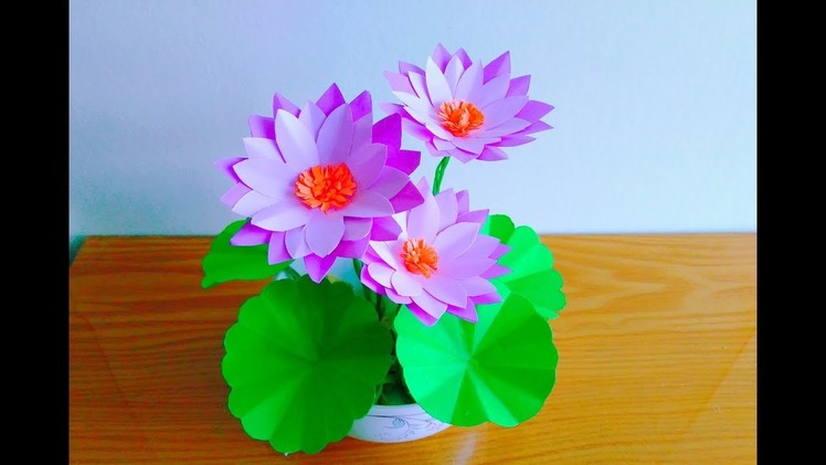 DIY lottus flowers from papers.''' tutorial bunga teratai Dari kertas