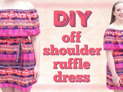 DIY Off Shoulder Ruffle Dress with Fabric Belt | How to Sew Easy